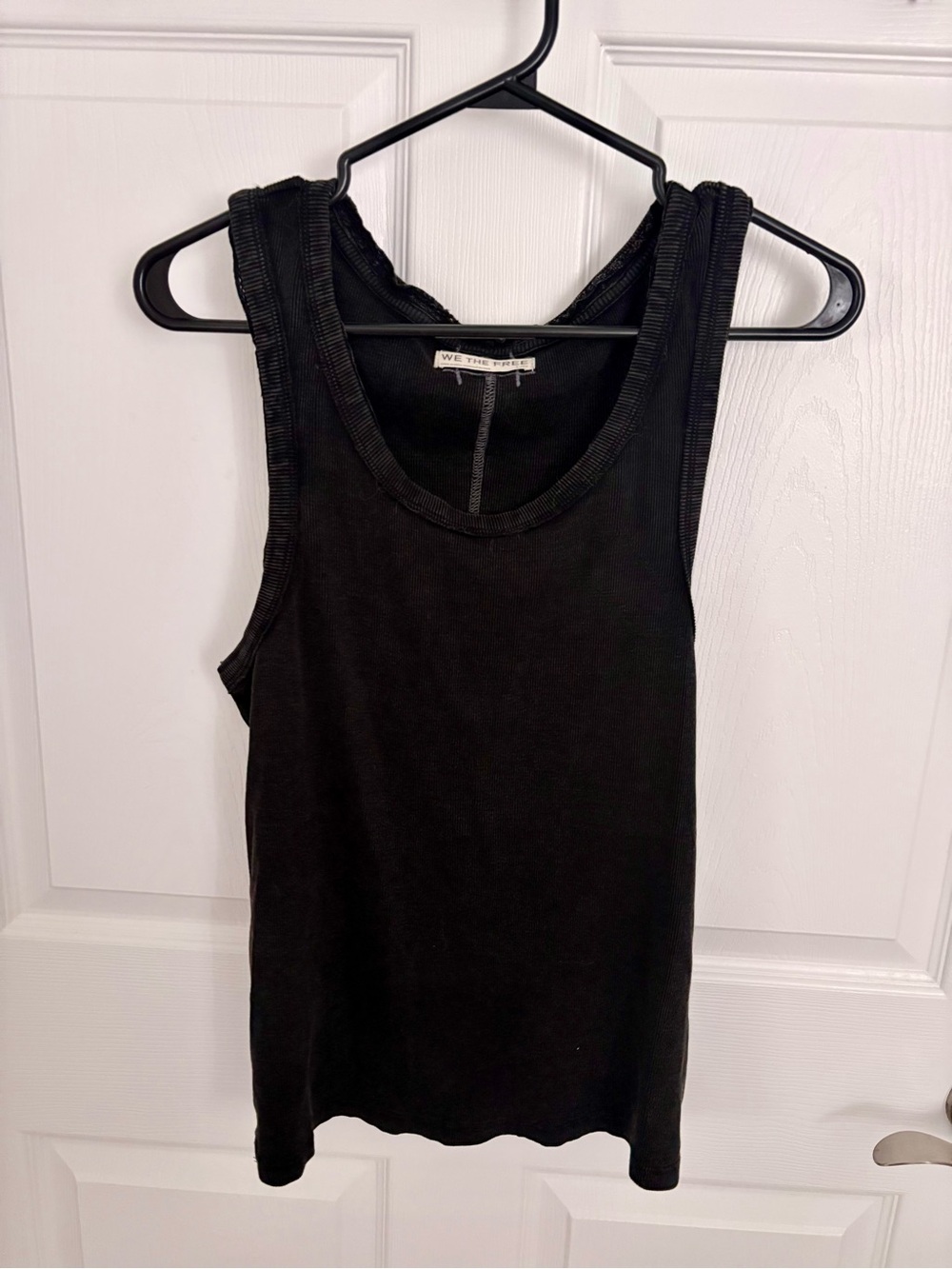 We The Free Black Ribbed Scoop Tank